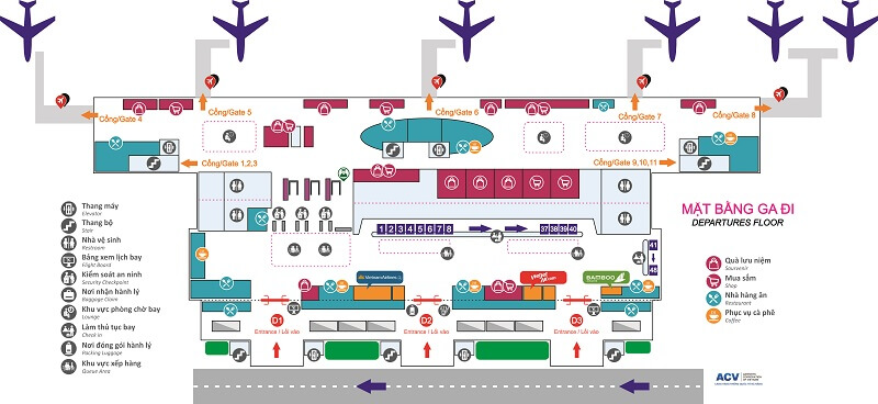 Map of Da Nang International Airport DAD (Source: collected)