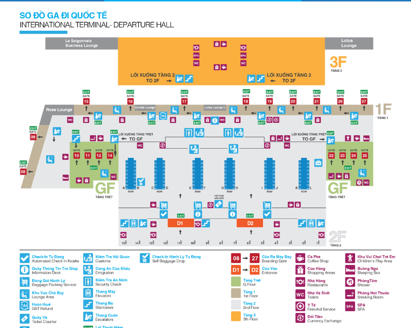 Map of Tan Son Nhat Terminal 2 (Source: Traveloka)